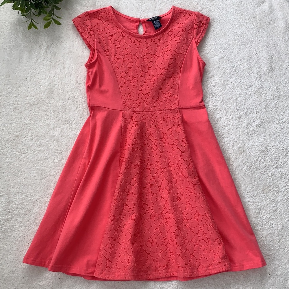 Nautica Coral Lace Dress 12 Girls VGUC
